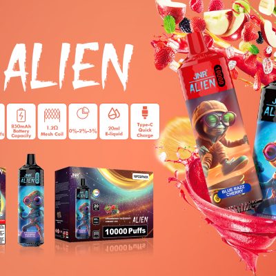 JNR Alien 10K(10000) puffs 2% 5% Nicotine 20ML E-liquid 850mAh Rechargeable Battery LED (RGB) Lights Disposable Vape