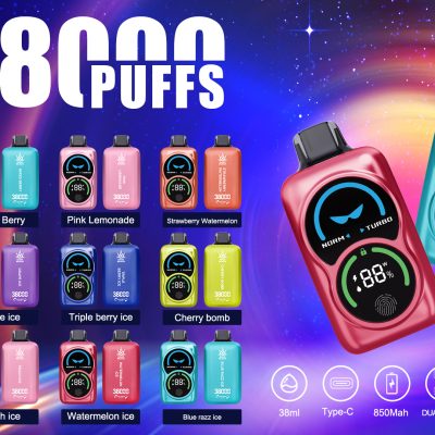 Bang Beach 38K(38000) Puffs Fingerprint LED Display 0% 2% 3% 5% Nicotine 38 ml E-liquid Disposable Vape