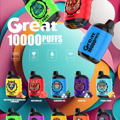 FIZZY Great 10K(10000) Puffs Mesh Coil &amp 18ML E-Liquid Disposable Vape