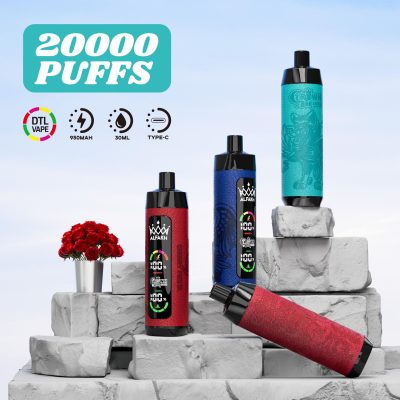 ALFAKH CROWN BAR 20000 Puffs Disposable Vape 30ML E-liquid Capacity LCD Screen Leather wrap Rechargeable