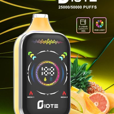 IQTE Hyper Vape 50K(50000) Puffs Smart Full-Screen Display 2% or 5% nicotine 50mL of e-liquid 850mAh rechargeable battery Type-C Quick Charging Disposable Vape