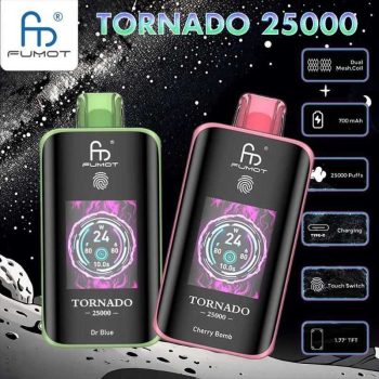 Randm Tornado 25K(25000) Puffs 3D Curved Screen 2% 5% Nicotine 700mAh Rechargeable Battery Disposable Vape