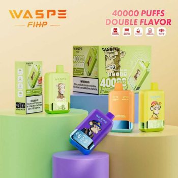 WASPE Double Flavor 40000 (40K Puffs) Smart LED Display 2% And 5% Nicotine 36mL e-liquid 850mAh rechargeable battery Disposable Vape