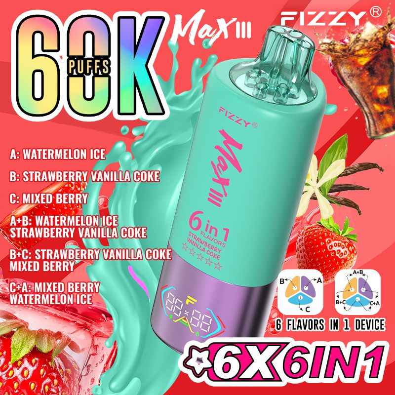 FIZZY Max III 60000 Puffs 6-in-1 Disposable: The Ultimate Vaping Revolution new-vape.com
