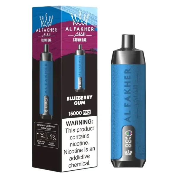 AL FAKHER CROWN BAR 15K(15000) Puffs 2% 5% Nicotine 20 ML of E-liquid Battery and Ejuice Display Battery Rechargeable (Type-C) Disposable Vape 45 AL Fakher Crown Bar 15K Pro 15000 Puffs 2% 5% Nicotine 18 ML of E-liquid Battery and Ejuice Display Battery Rechargeable (Type-C) Disposable Vape