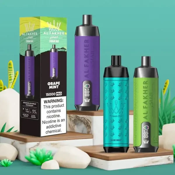 AL FAKHER CROWN BAR 15K(15000) Puffs 2% 5% Nicotine 20 ML of E-liquid Battery and Ejuice Display Battery Rechargeable (Type-C) Disposable Vape 39 AL Fakher Crown Bar 15K Pro 15000 Puffs 2% 5% Nicotine 18 ML of E-liquid Battery and Ejuice Display Battery Rechargeable (Type-C) Disposable Vape