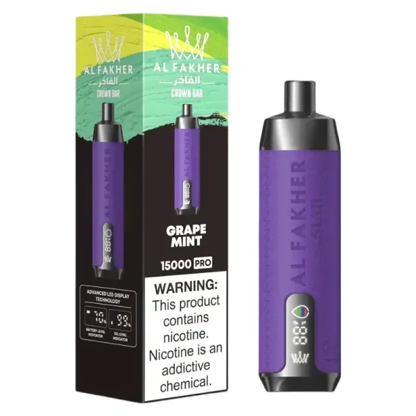 AL FAKHER CROWN BAR 15K(15000) Puffs 2% 5% Nicotine 20 ML of E-liquid Battery and Ejuice Display Battery Rechargeable (Type-C) Disposable Vape 48 AL Fakher Crown Bar 15K Pro 15000 Puffs 2% 5% Nicotine 18 ML of E-liquid Battery and Ejuice Display Battery Rechargeable (Type-C) Disposable Vape