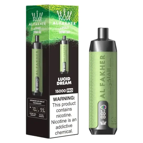 AL FAKHER CROWN BAR 15K(15000) Puffs 2% 5% Nicotine 20 ML of E-liquid Battery and Ejuice Display Battery Rechargeable (Type-C) Disposable Vape 52 AL Fakher Crown Bar 15K Pro 15000 Puffs 2% 5% Nicotine 18 ML of E-liquid Battery and Ejuice Display Battery Rechargeable (Type-C) Disposable Vape