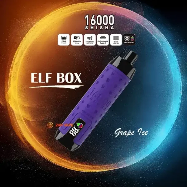 ELF Box SHISHA 16000 (16K) Puffs 28ml E-liquid 0% 2% 3% 5% Nicotine LED Display Type-C Rechargeable Leather Disposable Vape Pen 33 ELF BOX SHISHA 16000(16K) Puffs 28ml e-liquid 0% 2% 3% 5% Nicotine LED Display Type-C rechargeable Leather Disposable Vape Pen