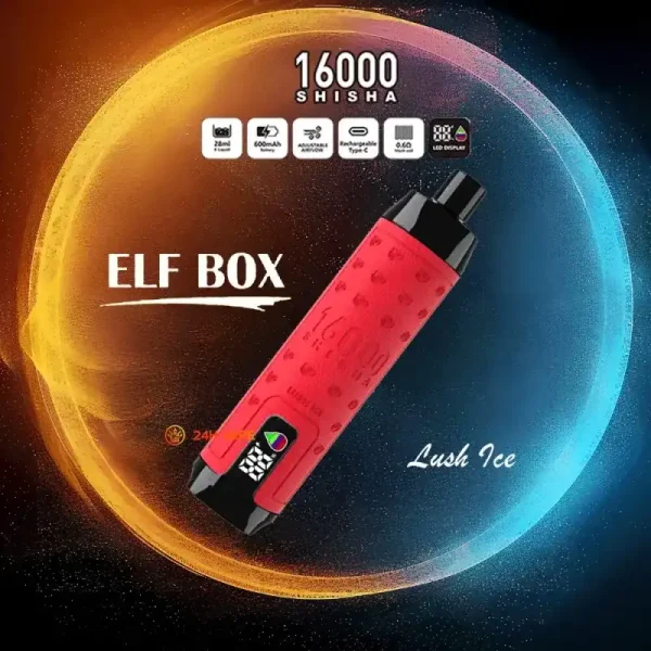 ELF Box SHISHA 16000 (16K) Puffs 28ml E-liquid 0% 2% 3% 5% Nicotine LED Display Type-C Rechargeable Leather Disposable Vape Pen 34 ELF BOX SHISHA 16000(16K) Puffs 28ml e-liquid 0% 2% 3% 5% Nicotine LED Display Type-C rechargeable Leather Disposable Vape Pen