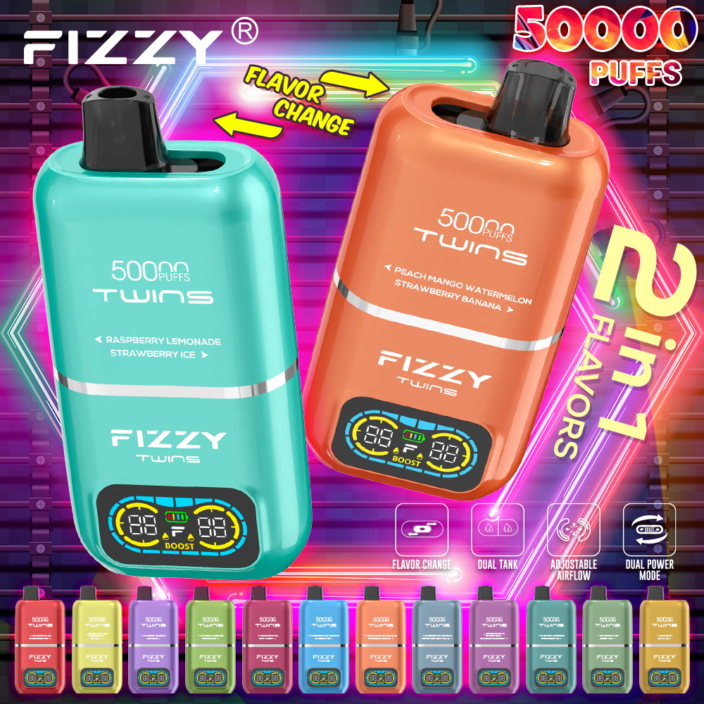 FIZZY TWINS 50K: Double the Flavor! Double the Vapor! Double the Thrills! The Ultimate Disposable Vape Experience! new-vape.com