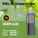 RELX Creator Pod Clear นิโคติน 3% องุ่นว่านหางจระเข้